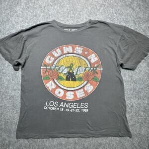Guns N' Roses Shirt Mens L/XL Baggy Gray Los Angeles 1989 Rock Band Y2k Music